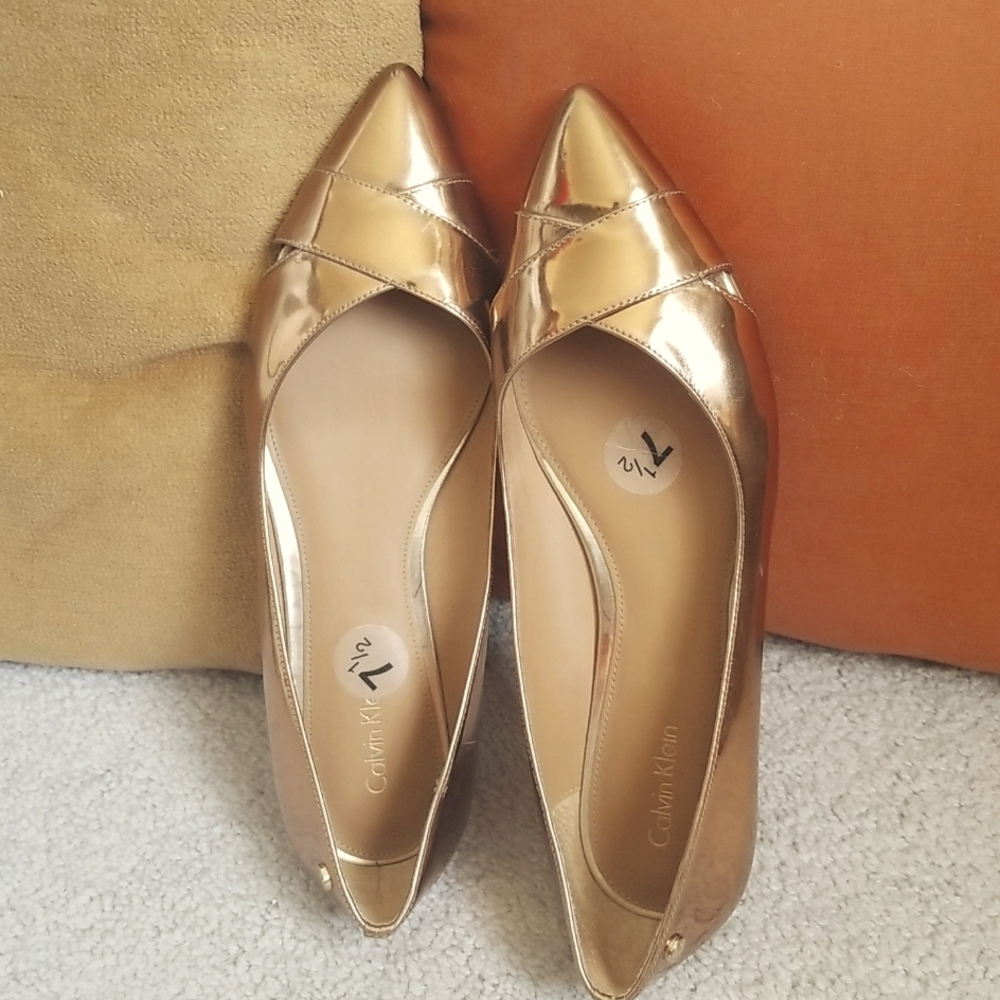 Calvin Klein 'Gailia' Leather Pointy Toe copper Flat